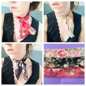 3 vintage sheer neck scarves